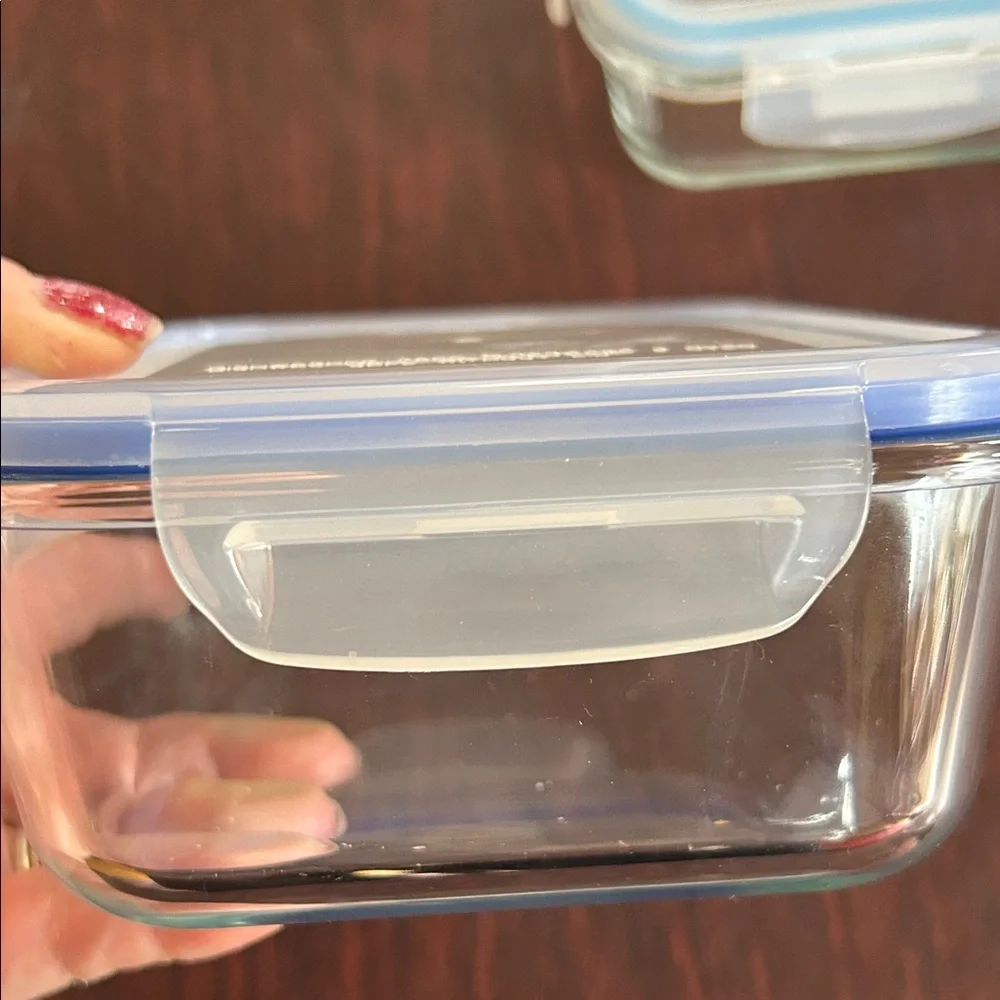 3 Clear Glass Food Storage Containers Plastic Tops; Microwave & Dishwasher Safe